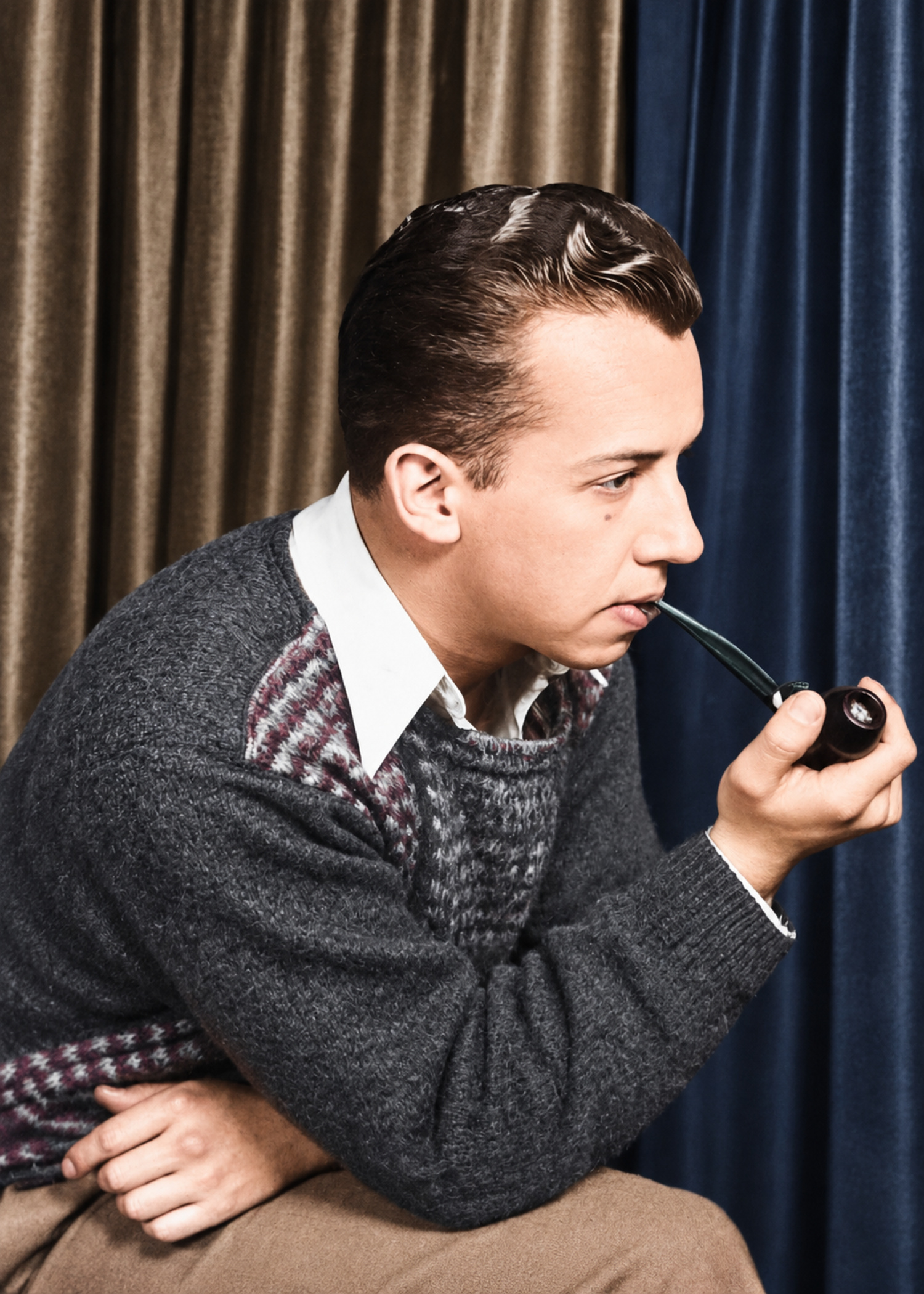 Restored and colorized portrait after restoration