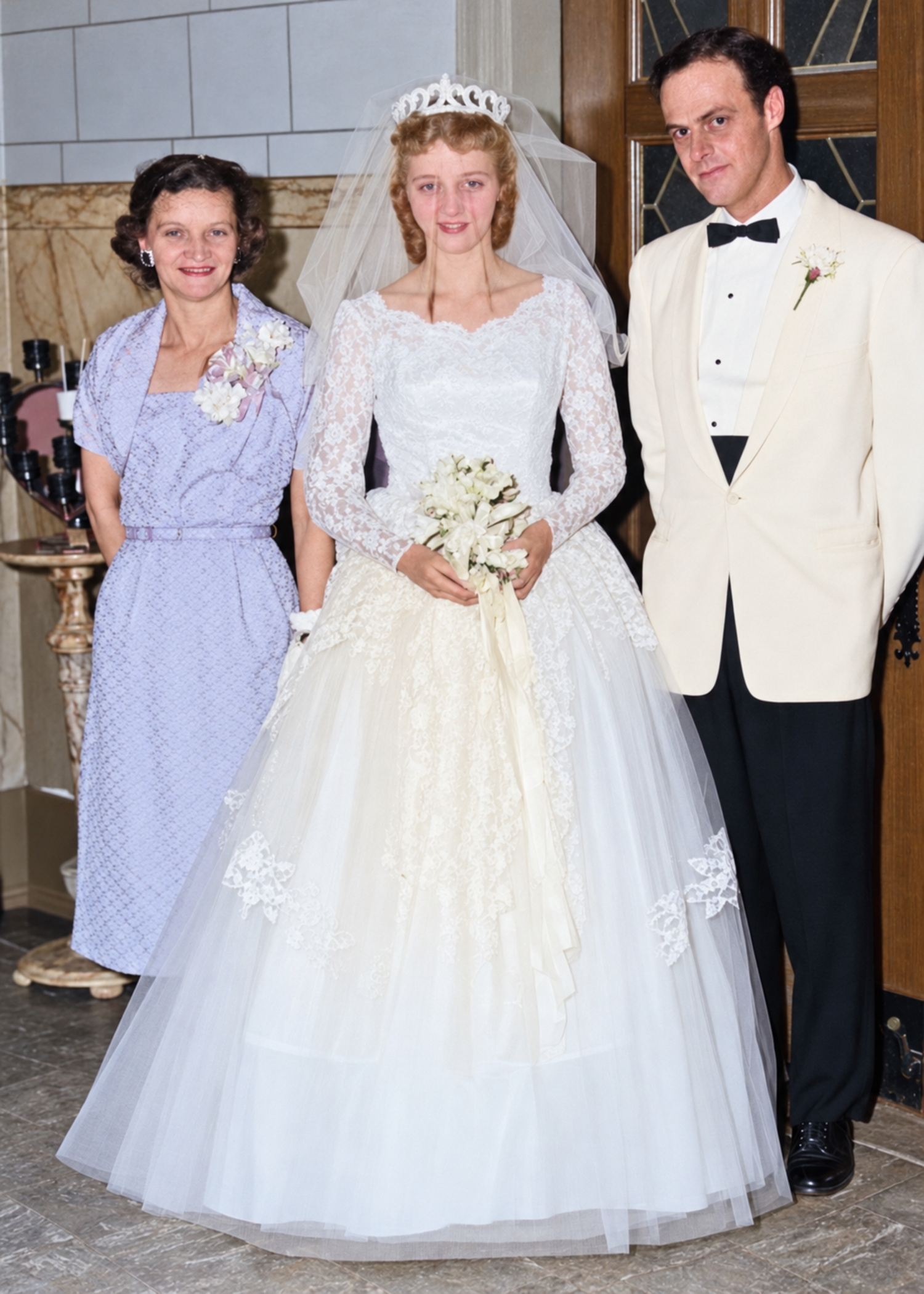 Restored and colorized wedding photograph