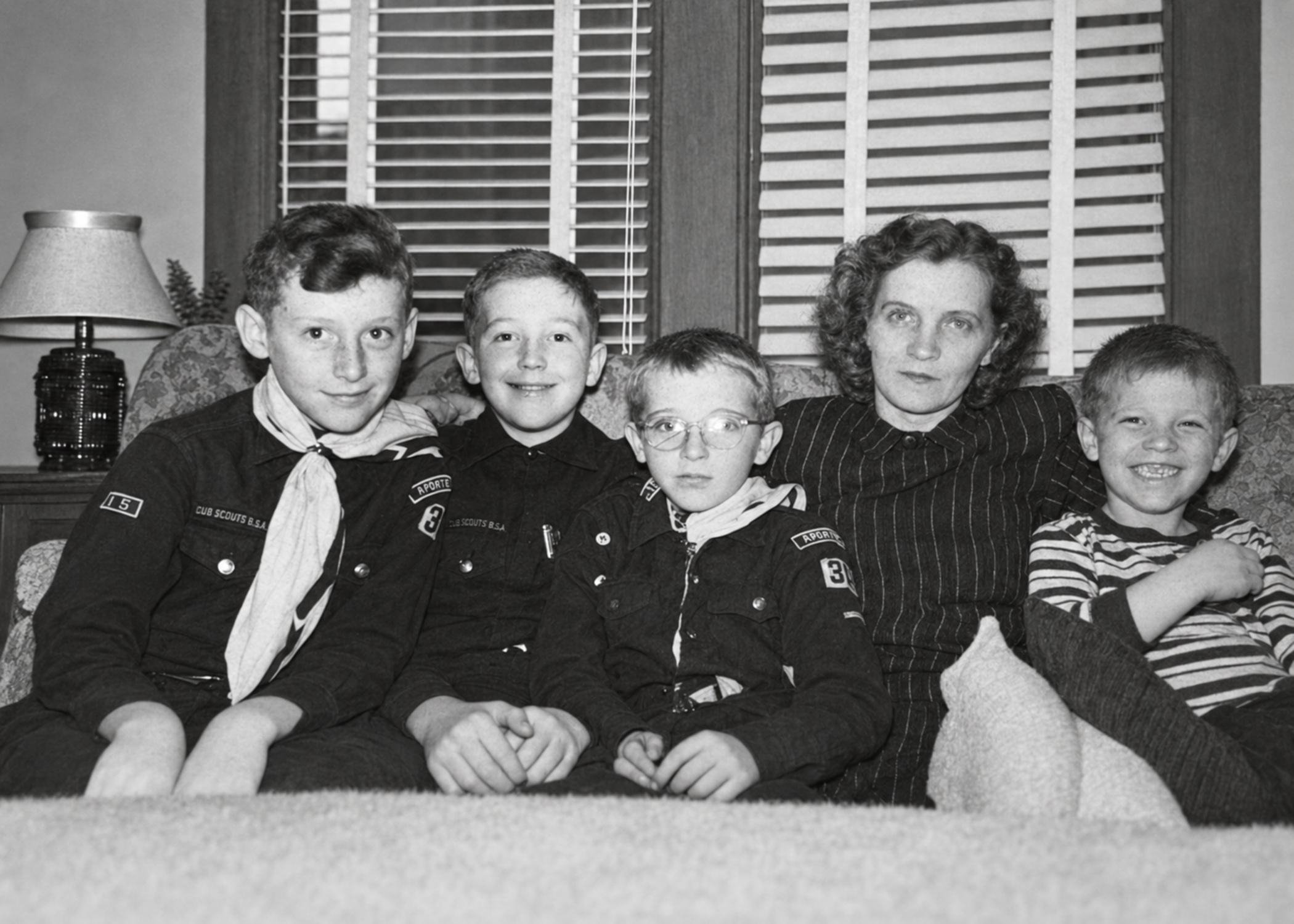 Cleaned black-and-white family photograph after restoration