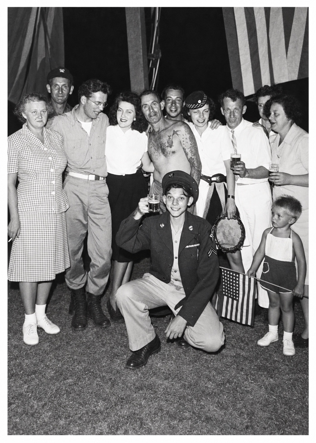 Restored and colorized wedding group photograph
