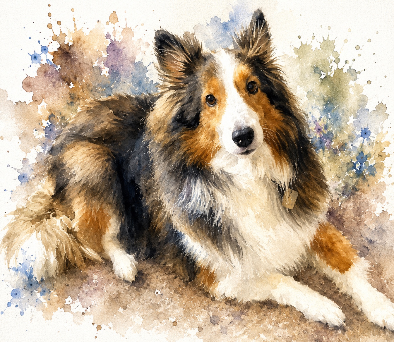 Watercolor dog portrait after the special effect